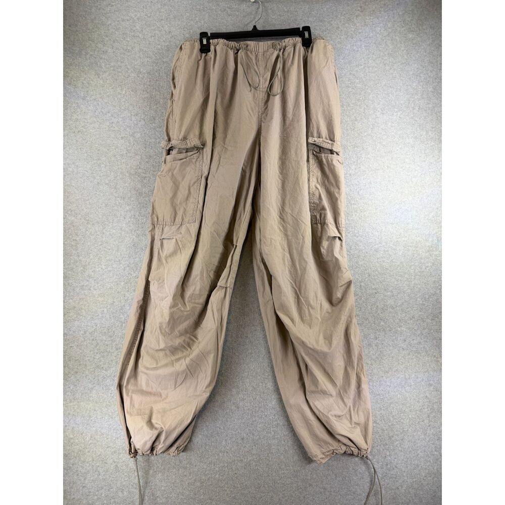 Wild Fable Women’s XXL Light Beige Parachute Cargo Pants Drawstring 3739
